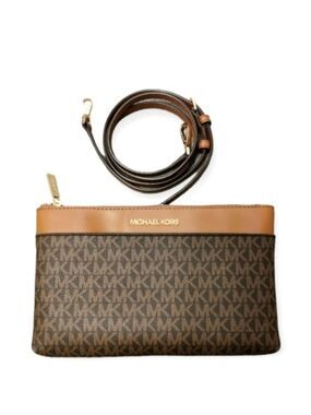 Michael KORS Monogram Leather Canvas Mini Sling Bag clutch.